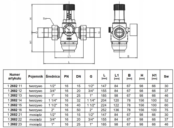 HERZ Membranowy reduktor ciśnienia 1 2682 12 3/4''