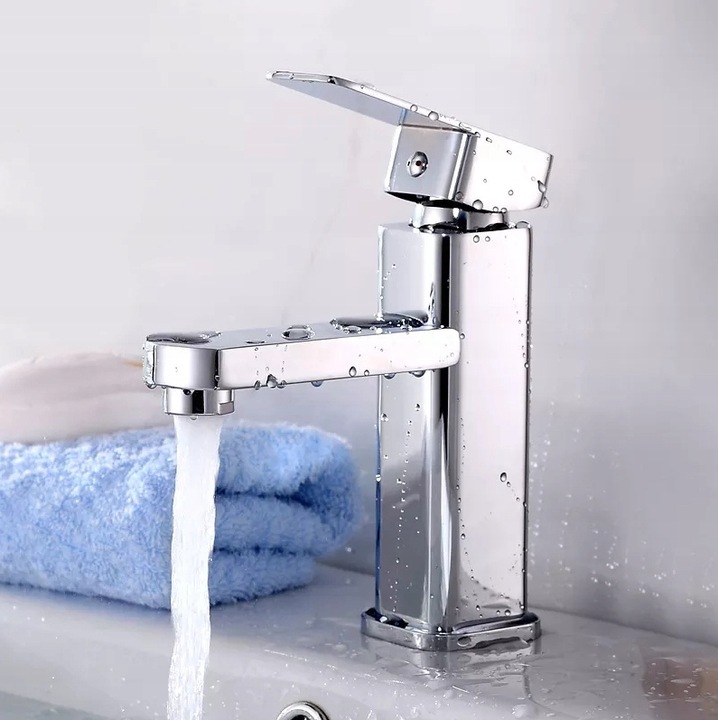 Bateria stojąca umywalkowa kran do umywalki zlewu chromowa niska CUBIC