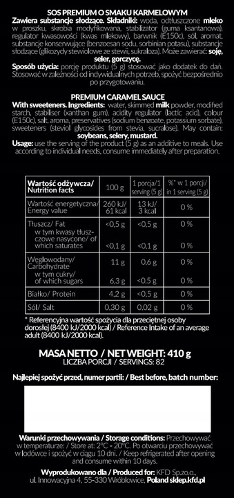 SOS KFD PREMIUM 410 G (GĘSTY SOS) SMAK: KARMELOWY