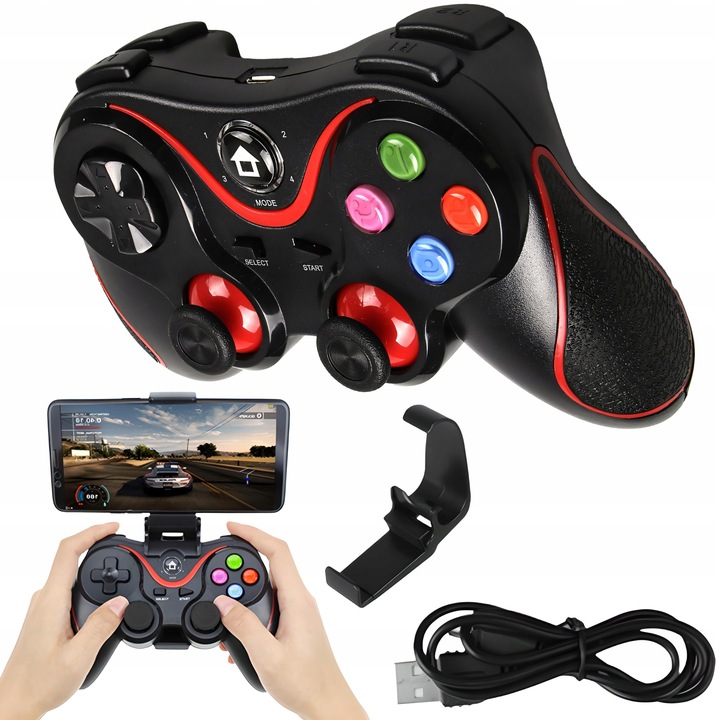 BEZPRZEWODOWY GAMEPAD PAD DO TELEFONU ANDROID PC iOS KONTROLER Z UCHWYTEM