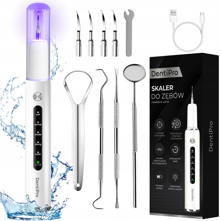 Skaler Ultradźwiękowy Do Zębów - 5 trybów do usuwania kamienia
