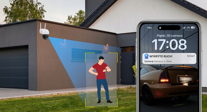 KAMERA WIFI OBROTOWA SMART 8Mpx UHD 4xZOOM MIKROFON GŁOŚNIK ZEWNĘTRZNA DVS