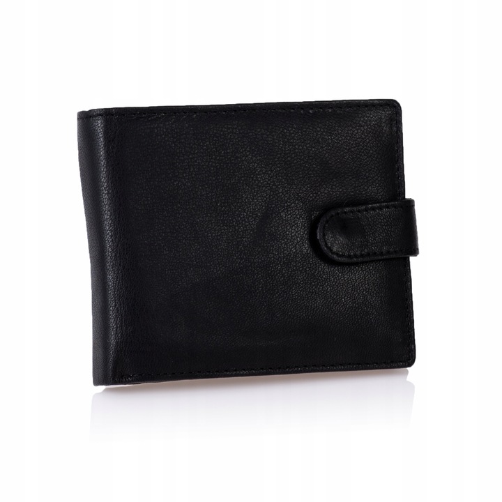 SEPHER Portfel 100% Skórzany Męski CZARNY zatrzask
