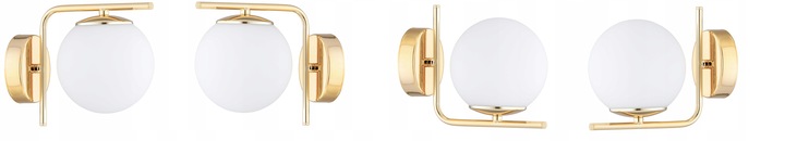 Złota Lampa Ścienna Kinkiet Białe Kule Milo LED E27