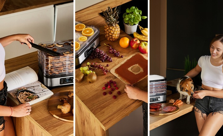 DUŻA Suszarka do Grzybów Owoców Warzyw Yoer INOX +Termoobieg 450W +Timer