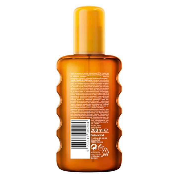 NIVEA SUN INTENSE BRONZE Olejek karotenowy SPF 6 spray do opalania 200ml