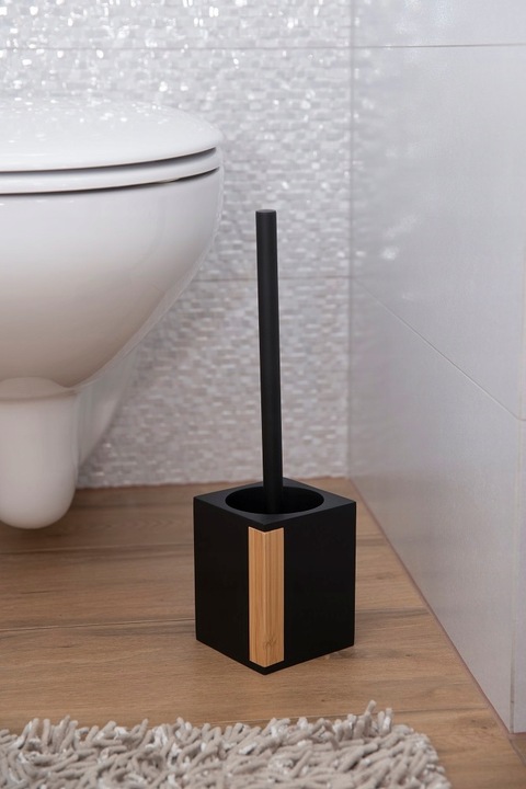 Szczotka WC do toalety NAOMI czarna z bambusem kwadratowa