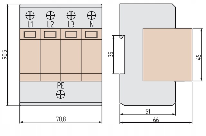 ST30B+C4P OGRANICZNIK PRZEPIĘĆ T1+T2 B+C 4P 4M 30/60KA SIMTEC 85201010