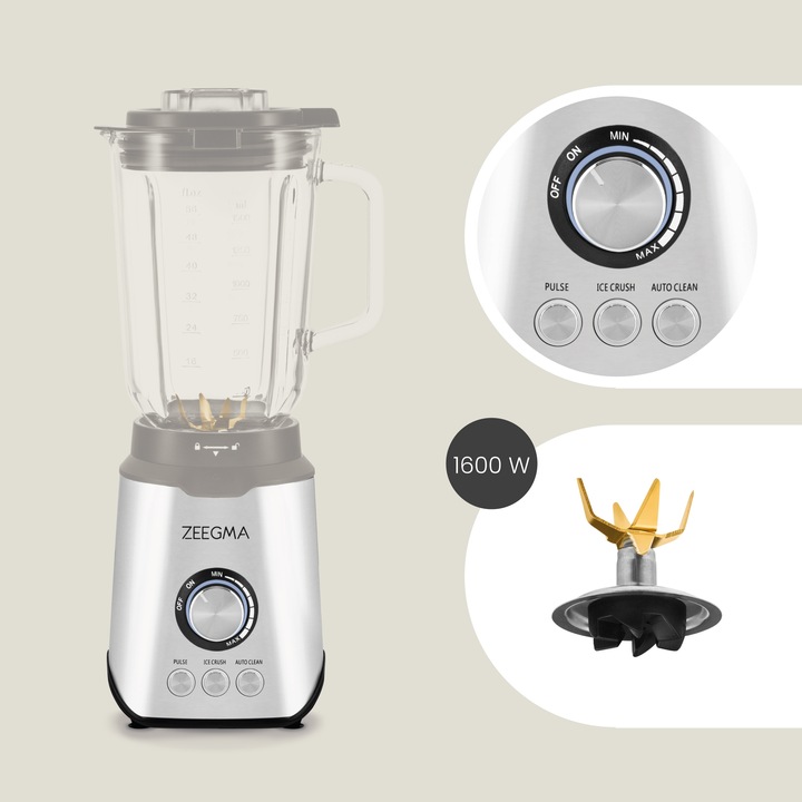 BLENDER KIELICHOWY SZKLANY 1,75L DUŻY sok warzyw owoców koktajli KRUSZY LÓD