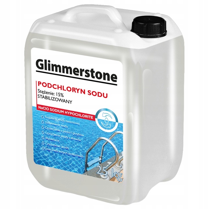 PODCHLORYN SODU STABILIZOWANY 15% CHLOR W PŁYNIE DO BASENU STUDNI 25kg
