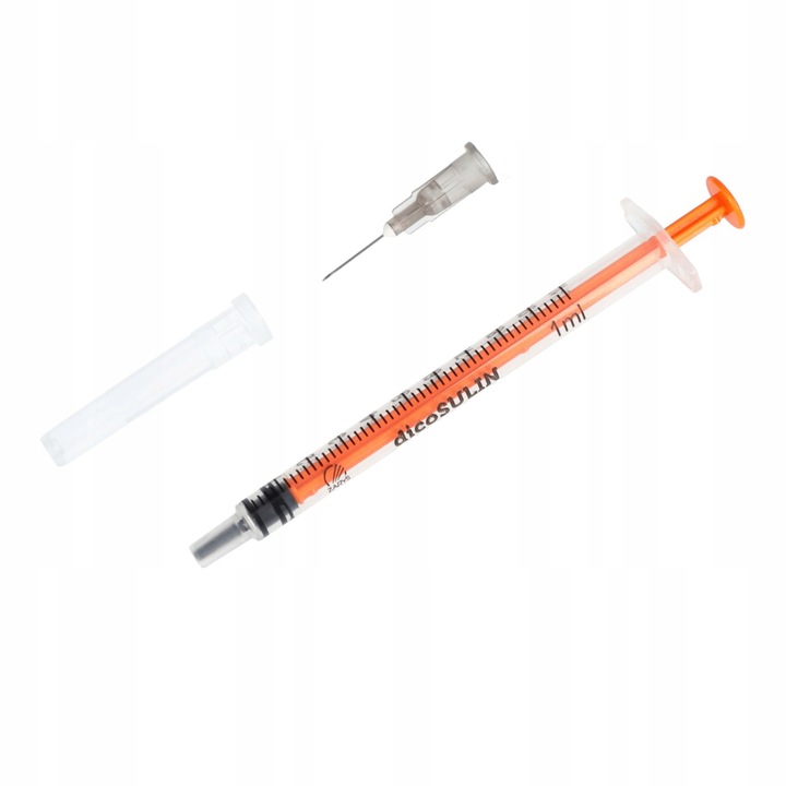 STRZYKAWKI INSULINOWE z igłą U100 1ml 0,4mm x 13mm dicoSULIN 100szt Zarys