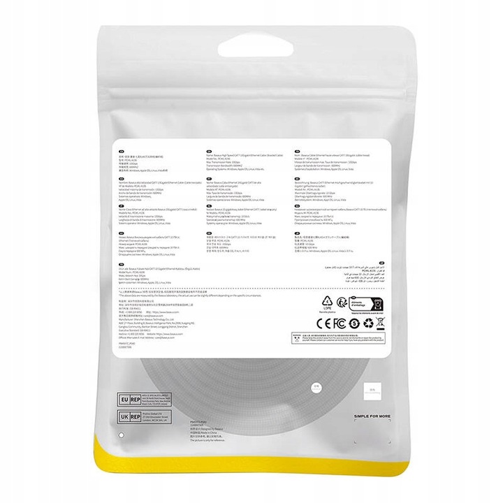 KABEL SIECIOWY BASEUS ETHERNET RJ45 KAT.7 10GBPS 20M CZARNY W OPLOCIE