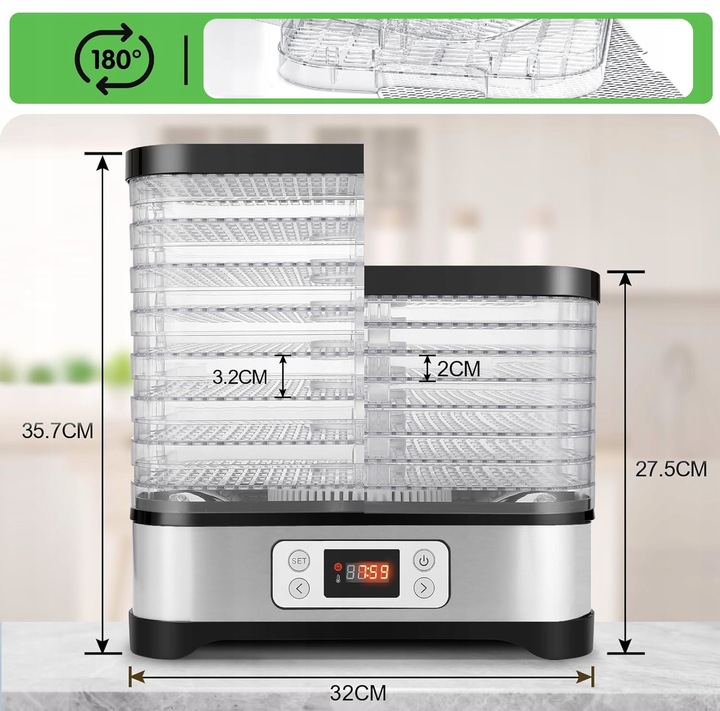 Suszarka do grzybów owoców warzyw DUŻA MOCNA 500W TERMOOBIEG REGULACJA