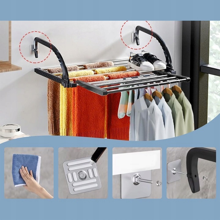 MAŁA SUSZARKA NA PRANIE STOJĄCA BALKONOWA SUSZARKA NA UBRANIA BUTÓW DO