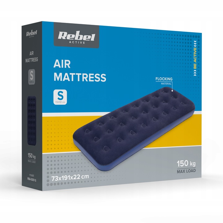 Materac dmuchany jednoosobowy do spania, 191 x 73 x 22 cm Rebel