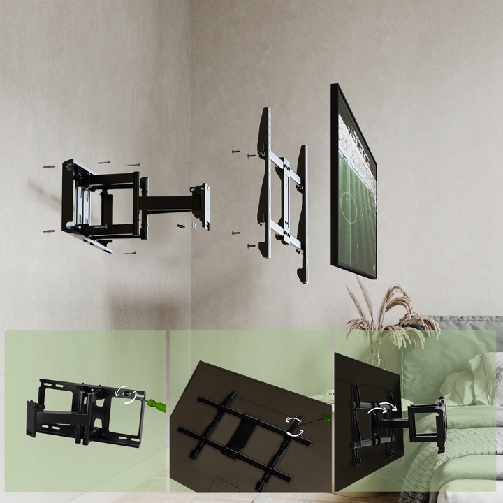 EXTRA MOCNY OBROTOWY UCHWYT DO TELEWIZORA WIESZAK TV 32-85 CALI UNIWERSALNY