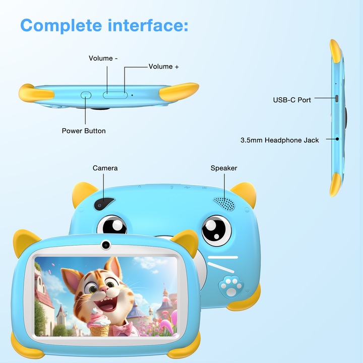 DOOGEE U7 Tablet DLA DZIECI 7” IPS 4GB/32GB 1TB 3400mAh ANDROID 10 2MP WIFI