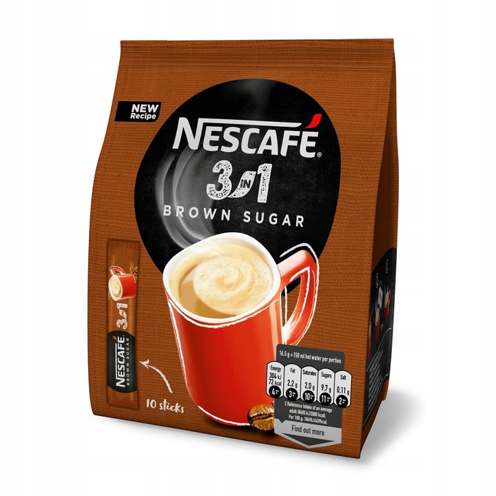 NESCAFE rozpuszczalna 3w1 Brown Sugar 10x16,5g x4