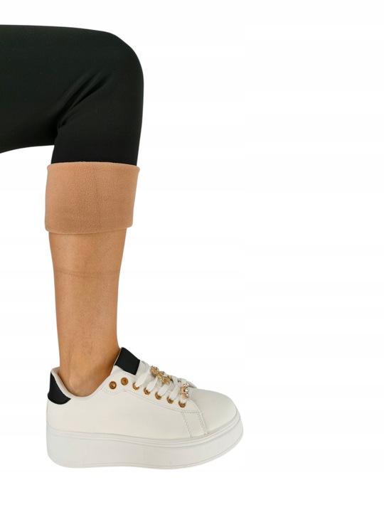 Leginsy damskie czarne kryjące z panelem ocieplane na chłodniejsze dni