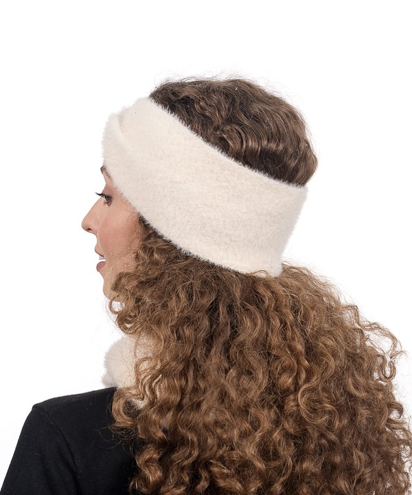 ALPAKA Kremowa Opaska na głowę Damska Opaska na uszy Ciepła Piękna