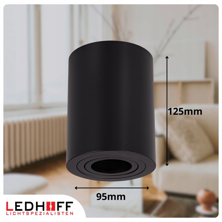 Oprawa natynkowa Halogenowa SPOT Tuba LED GU10 DUŻA czarna RUCHOMA