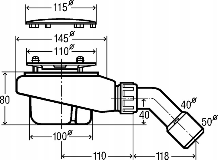 Syfon brodzikowy VIEGA TEMPOPLEX 90mm, chrom 703394