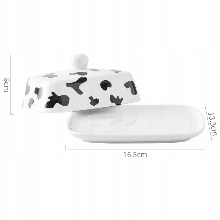 ŁACIATA BIAŁA MASELNICZKA CERAMICZNA POJEMNIK NA MASŁO Z POKRYWKĄ