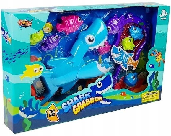 RYBKI DO KĄPIELI WANNY POLUJĄCY REKIN ŁOWIENIE RYBEK ŁAPACZ SIATKA NA RYBY