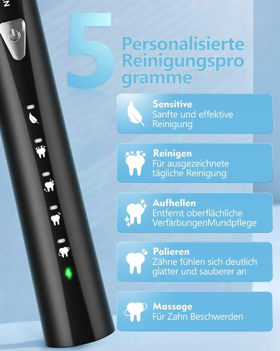 PHYLIAN H7 Sonic elektryczna szczoteczka do zębów + 8 wymiennych końcówek