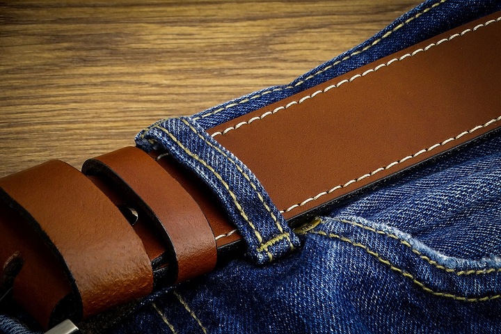 Pasek 110cm Męski Szeroki do SPODNI JEANS Brązowy