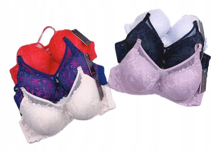 Biustonosz koronkowy stanik usztywniany wysoki z siateczką 90C kolory