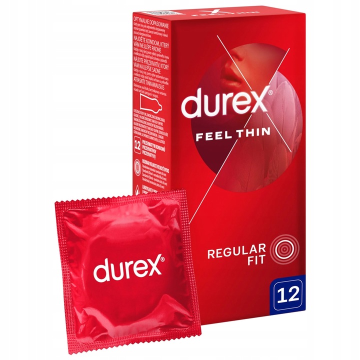 DUREX Feel Thin Classic Ultra Cienkie Prezerwatywy 12 sztuk Dopasowane