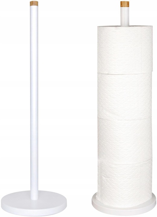 Stojak na papier toaletowy zapasowy do WC na 4 rolki biały bambus Yoka