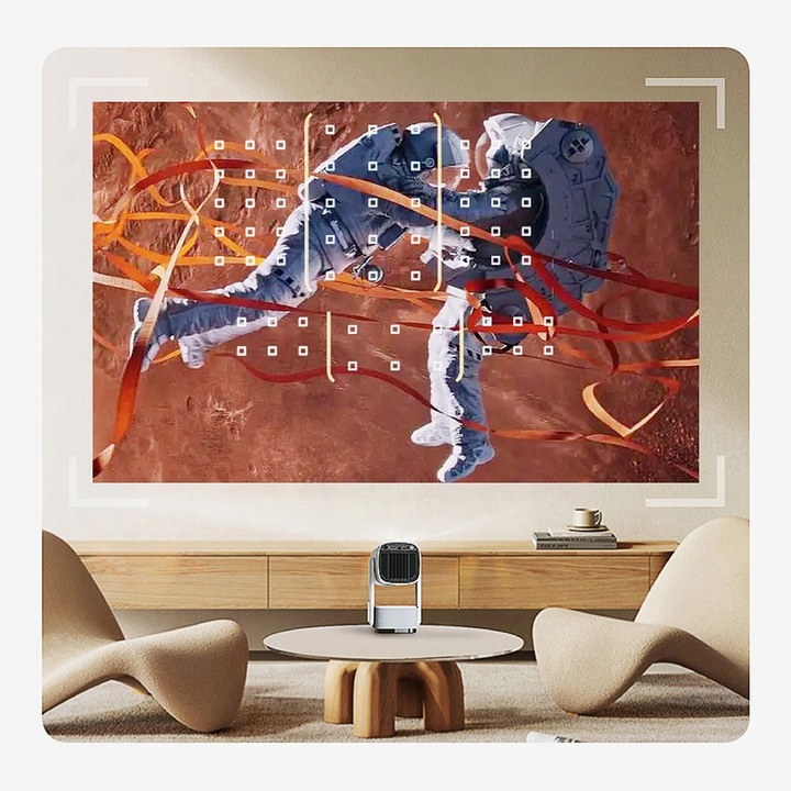 PROJEKTOR RZUTNIK AKUMULATOR PRZENOŚNY OBROTOWY LED MOBILNY SMART TV +HDMI