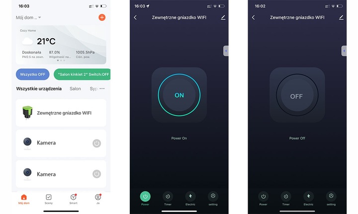 Gniazdko zewnętrzne WIFI 16A IP44 TUYA POMIAR