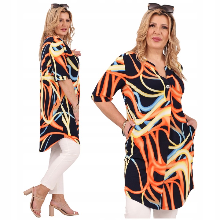 TUNIKA Z KIESZENIAMI DUŻE ROZMIARY POLSKI PRODUCENT SUKIENKA ELASTYCZNA