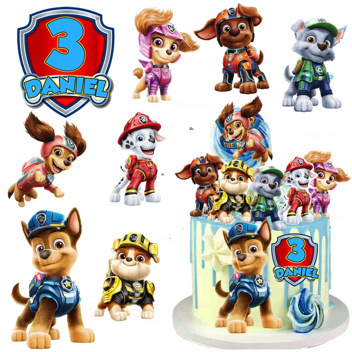 WYDRUK CUKROWY Opłatek cukrowy PSI PATROL CHASE POSTACIE URODZINY + TEKST