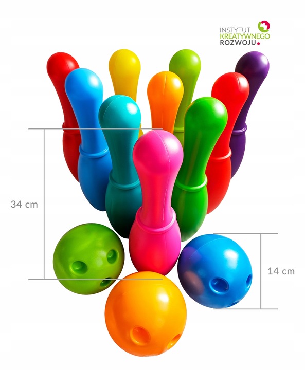 GIGANT kręgle 34 cm IKR 10 szt. + 3 KULE - Polski Producent