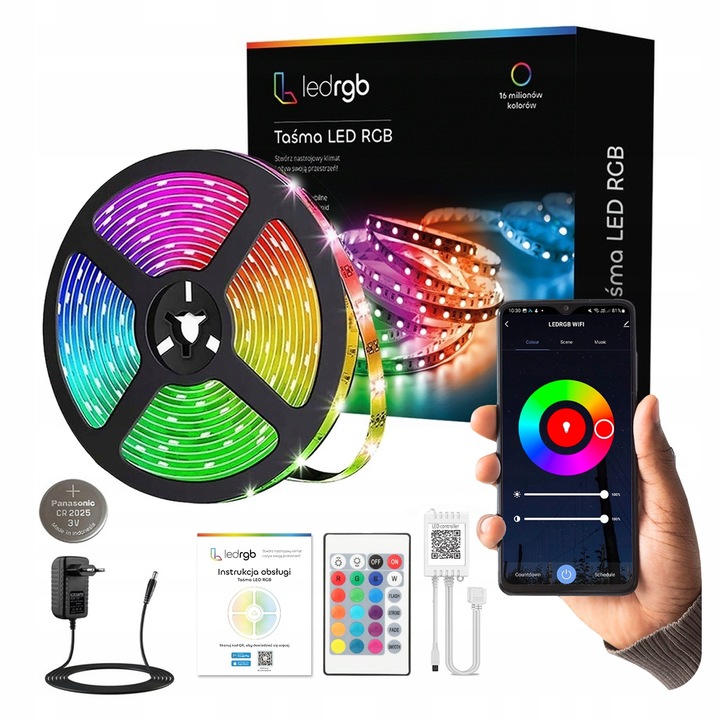 Taśma LED 6M RGB 5050 WiFi PILOT APLIKACJA TUYA ZESTAW MUZYKA TIMER