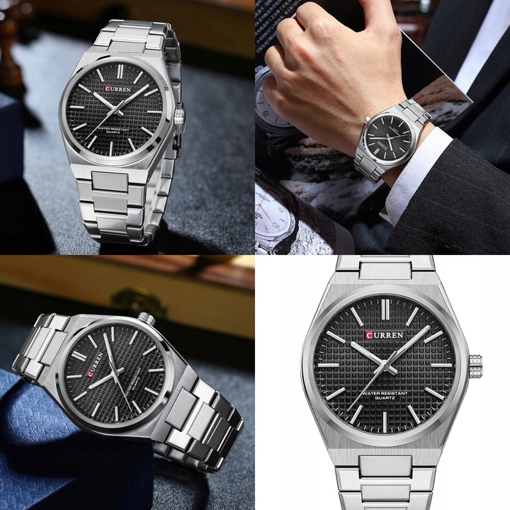 ZEGAREK MĘSKI CURREN PRX +BOX +GRAWER stalowy srebrny