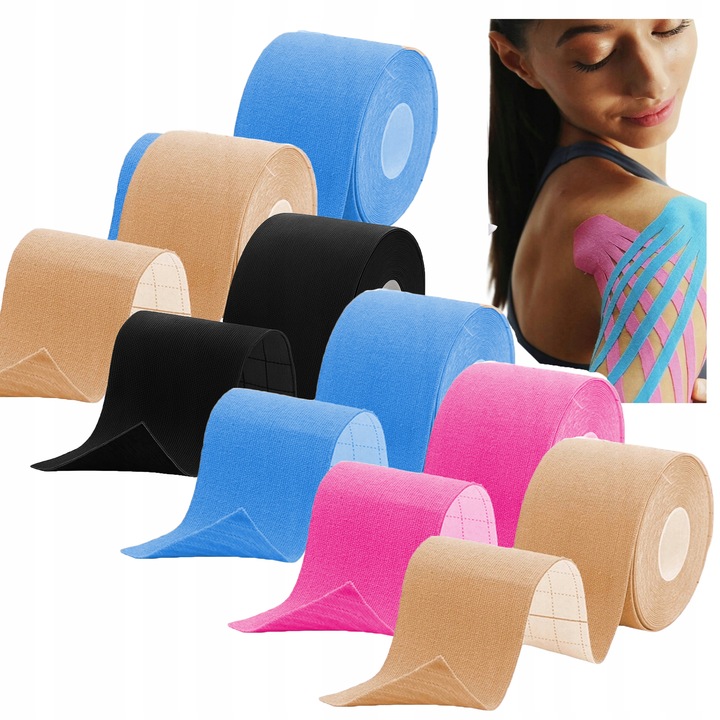 5x TAŚMA KINEZJOLOGICZNA TEJPY KINESIO KINESIOTAPING 5cmx5m +1 TAPE