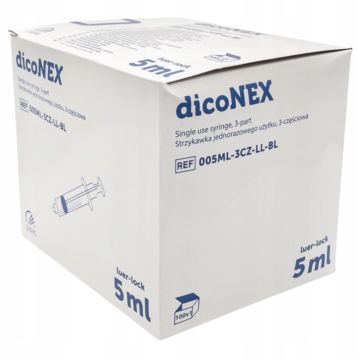 STRZYKAWKA STRZYKAWKI 5ML STERYLNE LUER-LOCK 3CZĘŚCIOWE dicoNEX 100SZT