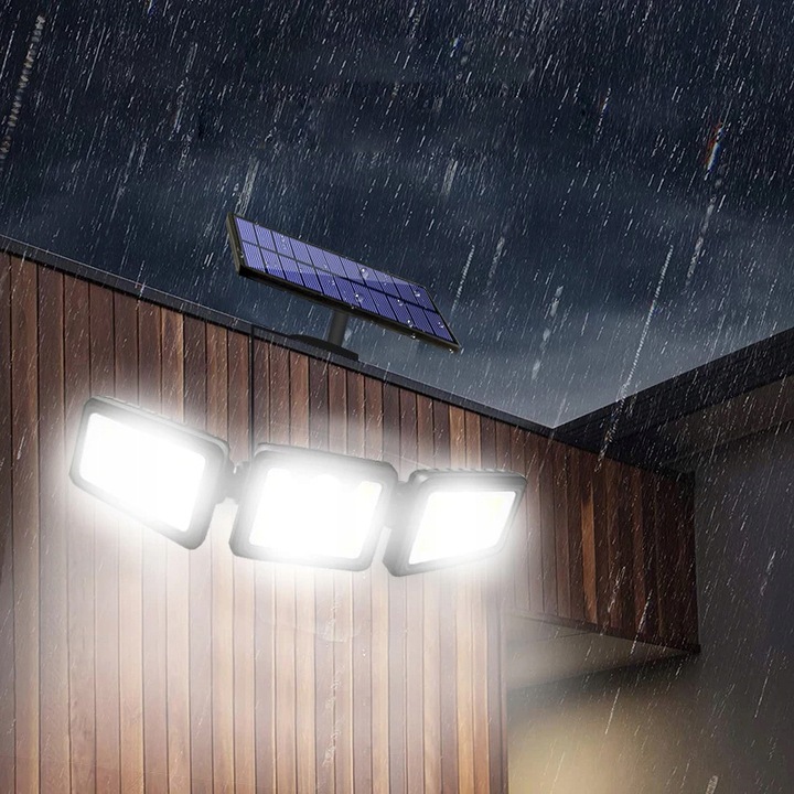 MOCNA LAMPA SOLARNA 171 LED 3w1 CZUJNIK RUCHU ZMIERZCHU OSOBNY PANEL PILOT