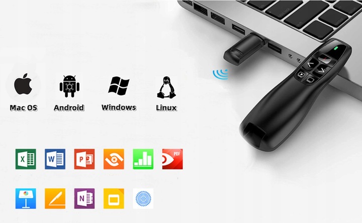 WSKAŹNIK PREZENTER LASEROWY PILOT BEZPRZEWODOWY DO PREZENTACJI LASER USB