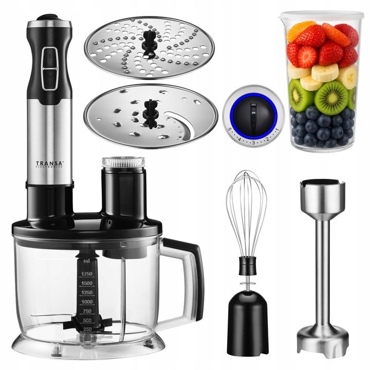 BLENDER RĘCZNY WIELOFUNKCYJNY ZESTAW 4w1 MALAKSER 5 POZIOMÓW MOCNY