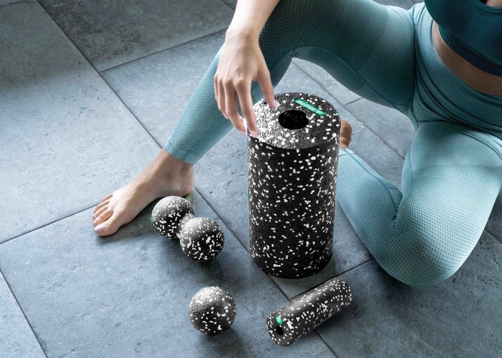 DrFit Roller wałek do masażu piłka duoball zestaw 4 elementy białe kropki