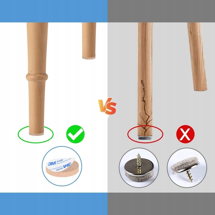 FILC SAMOPRZYLEPNY NA NOGI KRZESŁA wygłuszający nasadki wykładzina