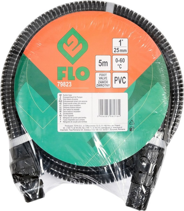 WĄŻ SSĄCY Z ZAWOREM ZWROTNYM I SITKIEM DO POMP I HYDROFORÓW 5m 1'' FLO