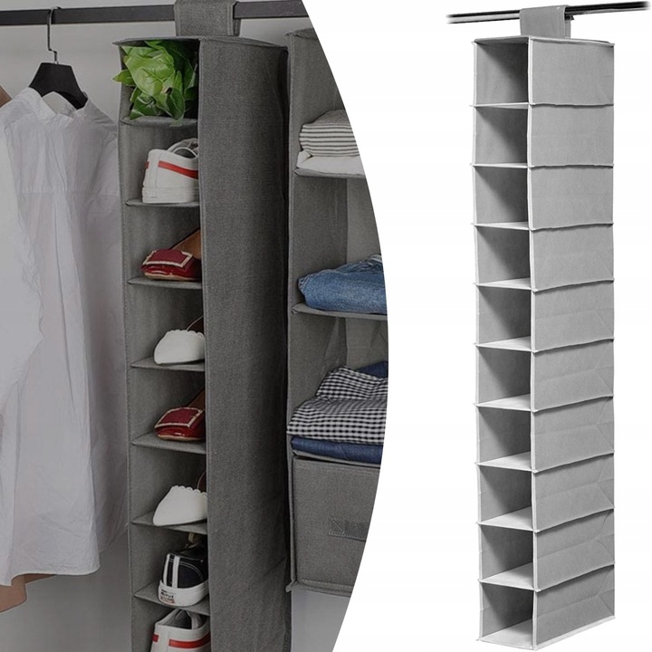 ORGANIZER WISZĄCY DO SZAFY WIESZAK 10 PÓŁEK REGAŁ