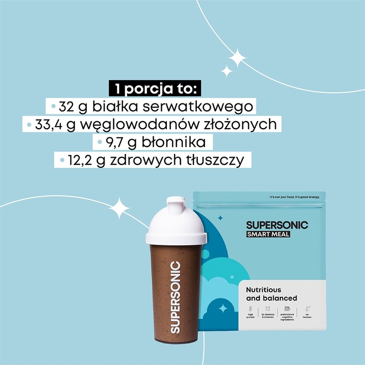 Posiłek SUPERSONIC Smart Meal WPC Zamiennik Posiłku w Proszku + KREM GRATIS